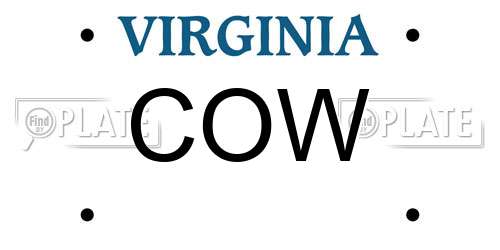 COW Virginia License Plate