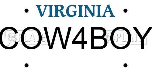 COW4BOY Virginia License Plate