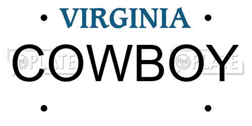 COWBOY Virginia License Plate