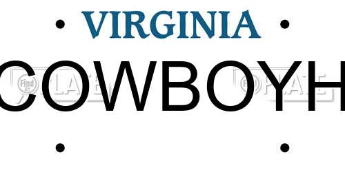 COWBOYH Virginia License Plate