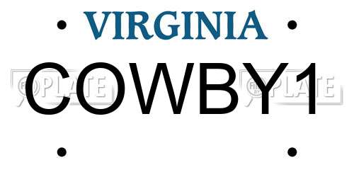 COWBY1 Virginia License Plate