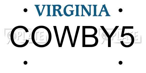 COWBY5 Virginia License Plate