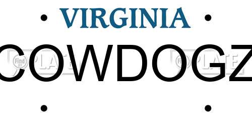 COWDOGZ Virginia License Plate