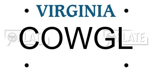 COWGL Virginia License Plate