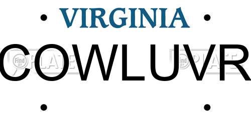 COWLUVR Virginia License Plate