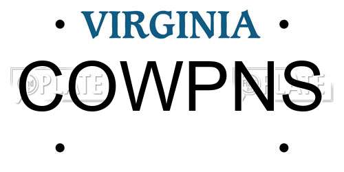COWPNS Virginia License Plate
