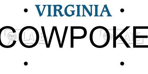 COWPOKE Virginia License Plate