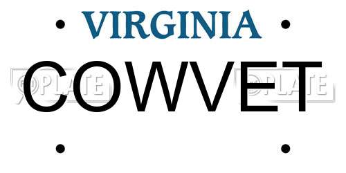 COWVET Virginia License Plate
