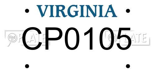 CP0105 Virginia License Plate