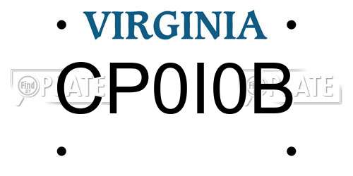 CP0I0B Virginia License Plate