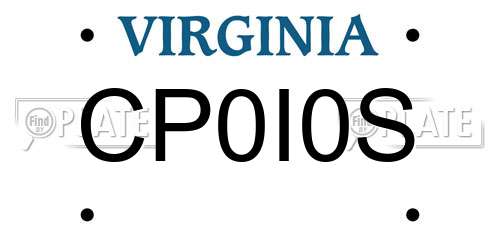 CP0I0S Virginia License Plate