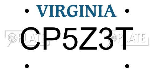 CP5Z3T Virginia License Plate