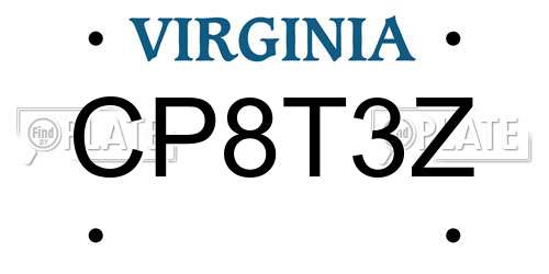 CP8T3Z Virginia License Plate