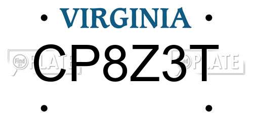 CP8Z3T Virginia License Plate
