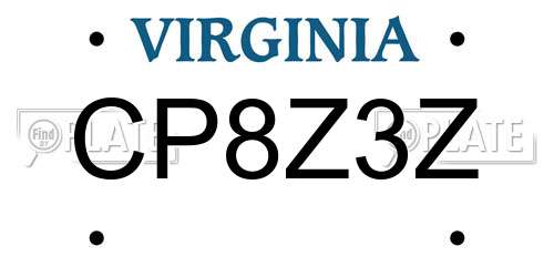 CP8Z3Z Virginia License Plate