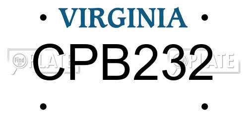 CPB232 Virginia License Plate