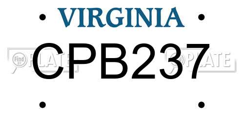 CPB237 Virginia License Plate