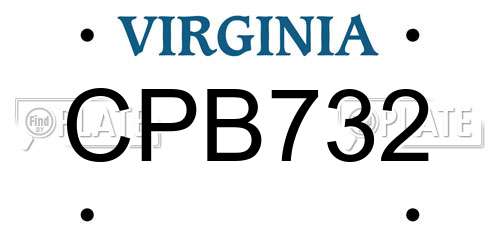 CPB732 Virginia License Plate