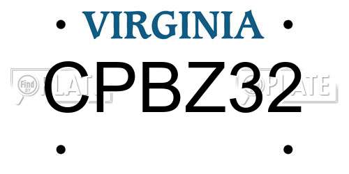 CPBZ32 Virginia License Plate