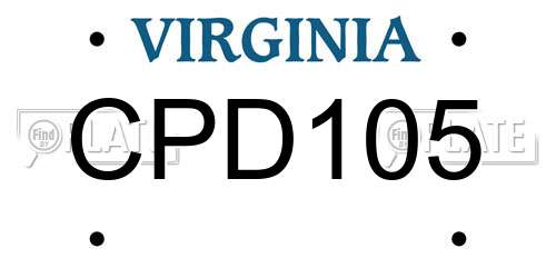 CPD105 Virginia License Plate