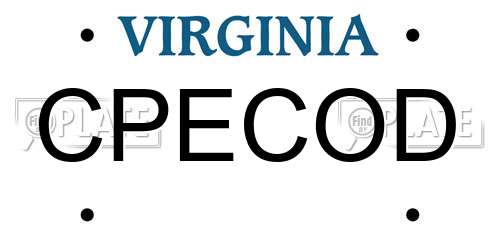 CPECOD Virginia License Plate