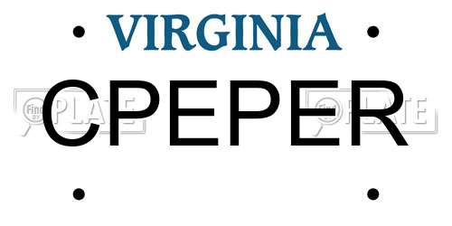 CPEPER Virginia License Plate