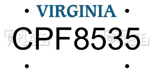 CPF8535 Virginia License Plate