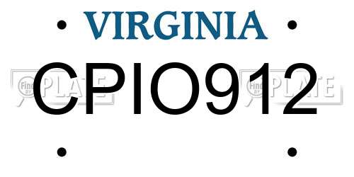 CPIO912 Virginia License Plate