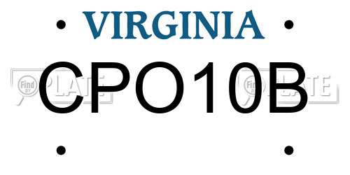 CPO10B Virginia License Plate