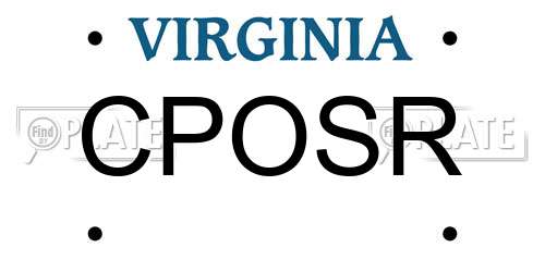 CPOSR Virginia License Plate