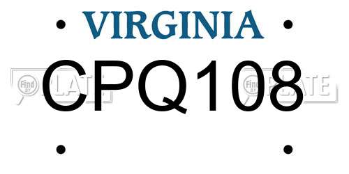 CPQ108 Virginia License Plate