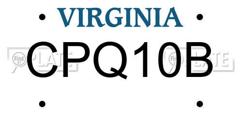 CPQ10B Virginia License Plate