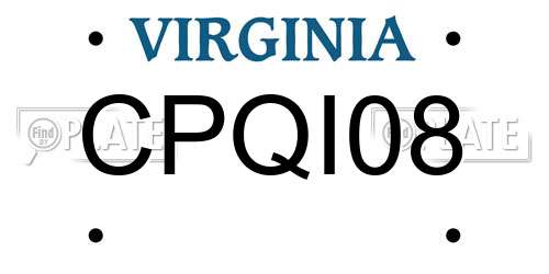 CPQI08 Virginia License Plate