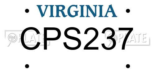 CPS237 Virginia License Plate