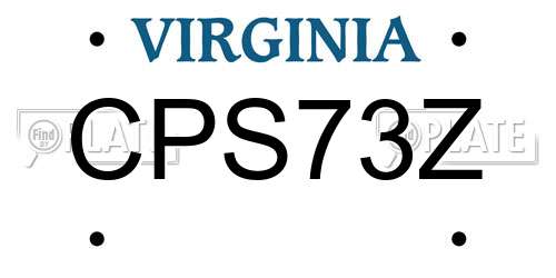 CPS73Z Virginia License Plate
