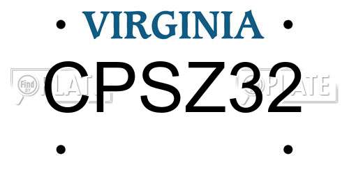 CPSZ32 Virginia License Plate