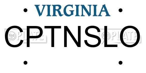 CPTNSLO Virginia License Plate
