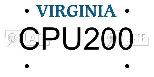 CPU200 Virginia License Plate