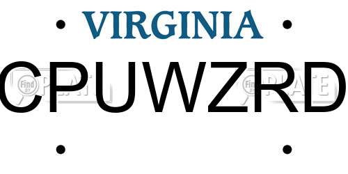CPUWZRD Virginia License Plate
