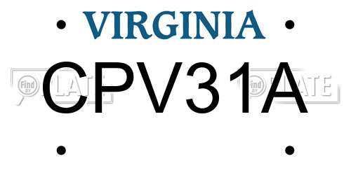 CPV31A Virginia License Plate