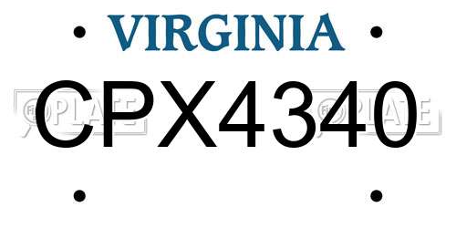 CPX4340 Virginia License Plate