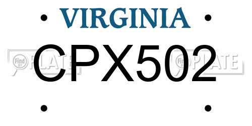 CPX502 Virginia License Plate