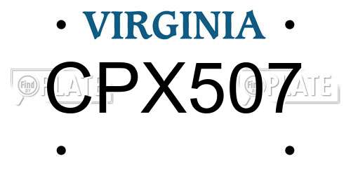 CPX507 Virginia License Plate
