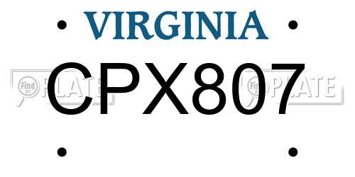 CPX807 Virginia License Plate