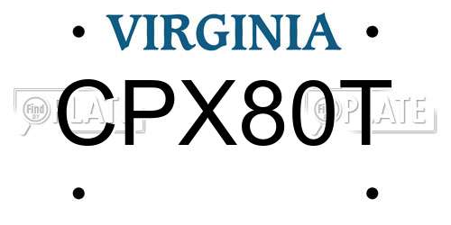 CPX80T Virginia License Plate