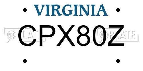CPX80Z Virginia License Plate