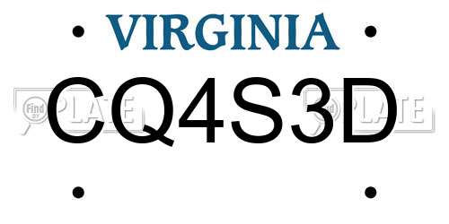 CQ4S3D Virginia License Plate