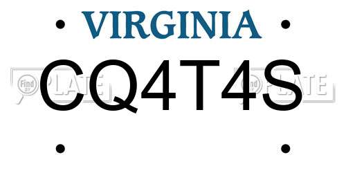 CQ4T4S Virginia License Plate