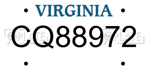 CQ88972 Virginia License Plate