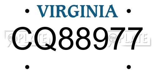CQ88977 Virginia License Plate